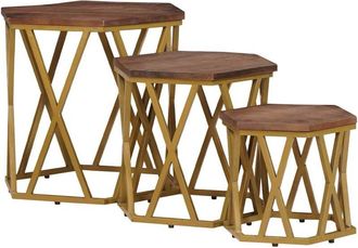 vidaXL Mesas De Centro Marr&oacute;n 55 X 55 X 50 Cm Madera De Mango Maciza Vidaxl