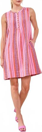 Tribal Sleeveless A-Line Dress With Pintuck Detail In Rosesilk