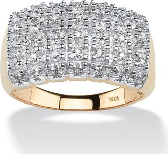 Palm Beach Jewelry 1/6 TCW Diamond Cluster Ring in 18k Yellow Gold-plated Sterling Silver