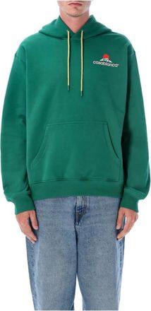 Casablanca Hoodies & sweatvesten, Heren, Groen, M, Katoen, Berggedrukte hoodie