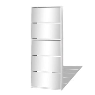 Berkfield Home Shoe Cabinet 5-Layer Mirror White 63x17x169.5 cm