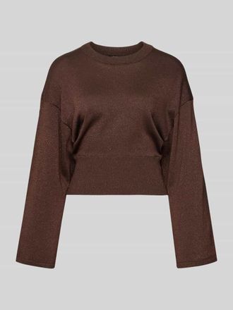 Gina Tricot Regular Fit Pullover aus Viskose-Mix in Strick-Optik in Dunkelbraun, Gr&ouml;&szlig;e XL