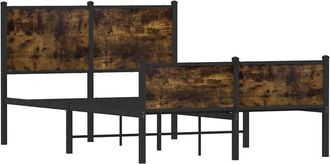 vidaXL Metal Bed Frame without Mattress Smoked Oak 120x190 cm Small Double vidaXL