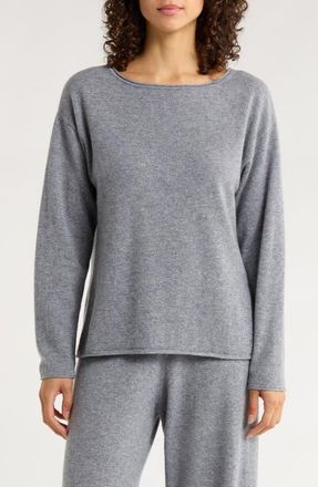 Nordstrom Cashmere Lounge Top in Grey Night Heather at Nordstrom, Size X-Large