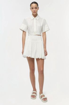 SIMKHAI Pippa Bubble Mini Skirt In White
