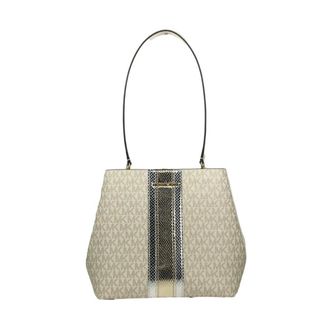 Michael Kors Signature Monogram Schoudertas met Metallic Streepdetail - Dames - Tassen - Veelkleurig - Maat: ONE Size