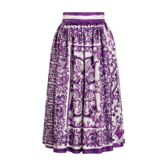 Dolce & Gabbana Rokken, Dames, Paars, XS, Stijlvolle Geplooide Mini Rok