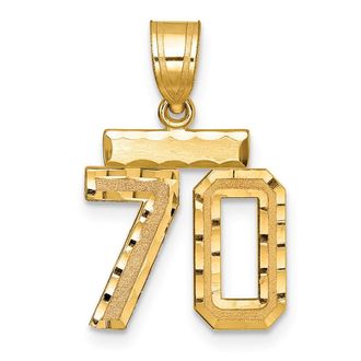 Diamond2Deal 14k Yellow Gold Small Brushed Diamond-cut Number Charm Pendant