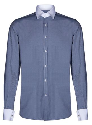 TruClothing Heren club kraag marineblauw shirt jaren 1920 Peaky Blinders met Bar Poplin Pin Smart