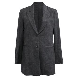 The Row Pinstripe Blazer in Grey Wool