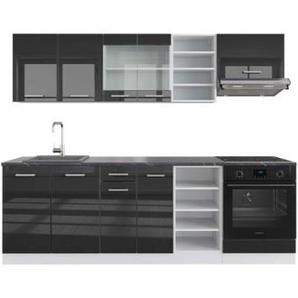 Vicco Mueble De Cocina R-line, Antracita Brillo Intenso/blanco, 240 Cm, Et Antracita, Vicco
