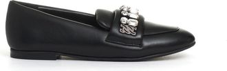 Casadei Black Moccasin With Rhinestone Buckle