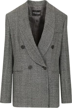 Emporio Armani Dubbelrijige Blazer - Dames - Blazers - Grijs - L - Leer - Jassen
