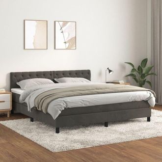 vidaXL Cama Box Spring Con Colch&oacute;n Terciopelo Gris Oscuro 160x200 Cm Vidaxl