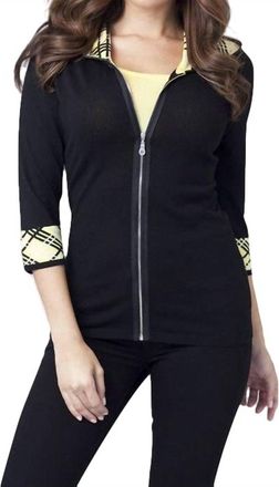 Angel Plaid Accent Hooded Zip In Black/yellow