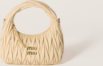 Miu Miu Wander Matelass&eacute; Nappa Leather Hobo Bag, Woman, Soy Green