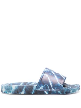 Marcelo Burlon AOP Soundwaves logo-embossed slides - men - Polyethylene/Polyethylene/Polyethylene - 44 - Blue