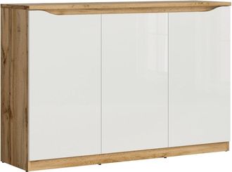 Petits Meubles Buf&eacute; 3 puertas tableros de aglomerado laminados blanco y madera