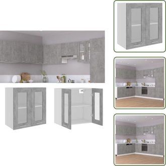 vidaXL The Living Store Mobile Pensile con Vetro Lyon Grigio Cemento 60x31x60 cm - Mobile da parete