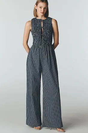 Glamorous Smocked Sleeveless Wide-Leg Jumpsuit