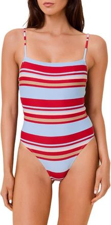 Solid & Striped The Renna One-Piece Swimsuit in Cranberry Copenhagen Stripe at Nordstrom, Size X-Large