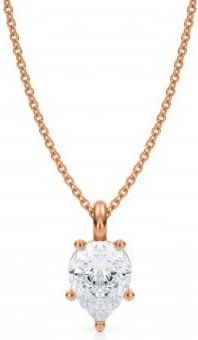 Allurez Pear Lab Diamond Prong Pendant Necklace 14K Rose Gold (1.50ct)