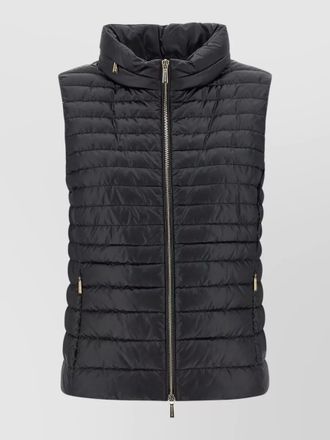 Moorer villan high collar padded quilted sleeveless vest