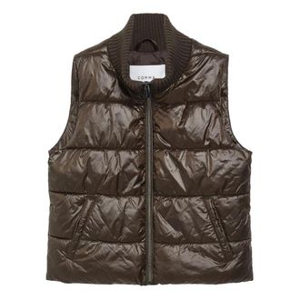 Comma Puffer Vest met Ritszakken - Dames - Bodywarmers - Bruin - 2XL - Polyester - Jassen
