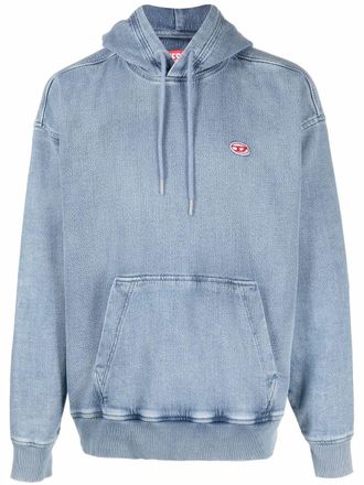 Diesel Sth-D-Um-Rib denim hoodie - Blauw