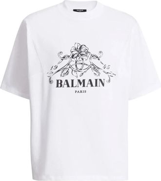 Balmain Vine Logo T-shirt - Heren - T-shirts - Wit - S - Katoen - Tops