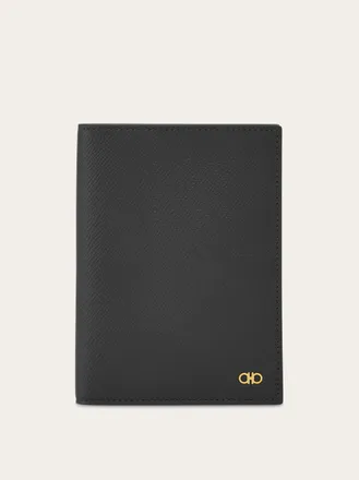 Ferragamo Men Gancini Passport holder Black