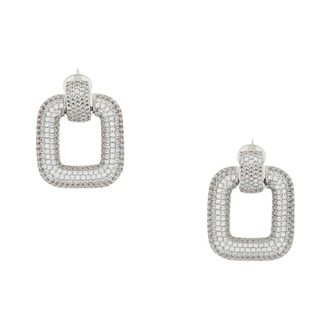 Self Portrait Earrings, female, Gray, Size: ONE SIZE Square Earrings With Crystals