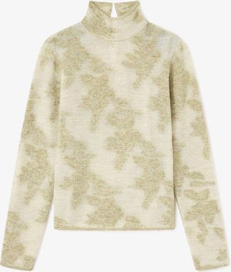 Ganni Green Sheer Turtleneck