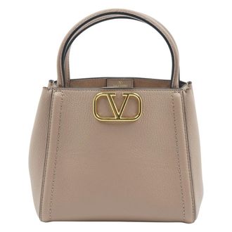 Valentino Tassen, Dames, Beige, ONE Size, Leer, Alltime Small Handbag