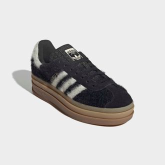 adidas Sneaker ADIDAS ORIGINALS GAZELLE BOLD, Damen, Gr. 42, core schwarz, cream wei&szlig;, gold metallic, Leder, Textil, Schuhe Sneaker