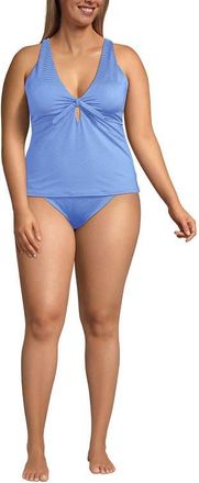 Lands End Shine Ribbed Tankini Top and High Waisted Bottom Swimsuit Set in Lake Blue Ottoman at Nordstrom, Size 2X