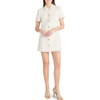 Cinq &agrave; Sept Pammy Cotton Tweed Mini Shirtdress in Gardenia at Nordstrom, Size 00