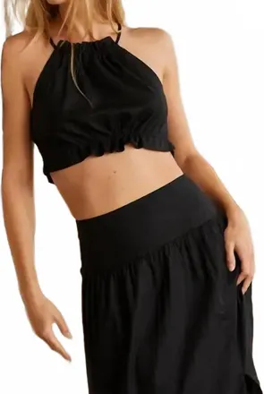 Crescent Halter Top And Skirt In Black