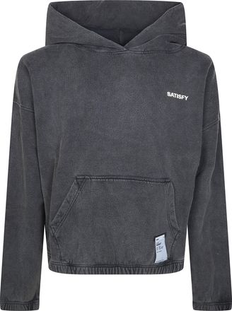 SATISFY Washed Black Softcell Cropped Hoodie