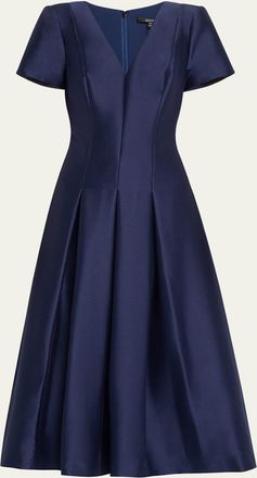 Badgley Mischka Pleated A-Line Midi Dress