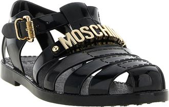 Moschino Mens Black Pvc Flat Sandals