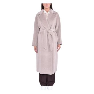 Max Mara Abrigo largo de lana con cintur&oacute;n - Coats - Mujer - Beige - 2XS