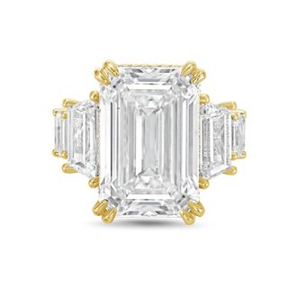 Diana M. Jewels 18kt Yellow gold Lab grown 10ct Emerald Cut Diamond hidden halo fashion ring