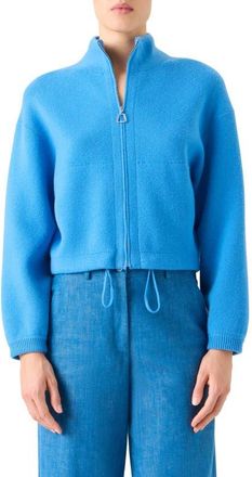 Akris Cashmere Piqu&eacute; Crop Zip-Up Cardigan in Twilight at Nordstrom, Size 16