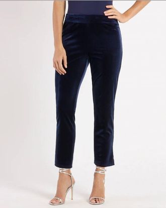 Jude Connally Lucia Stretch Velvet Pants In Timeless Navy