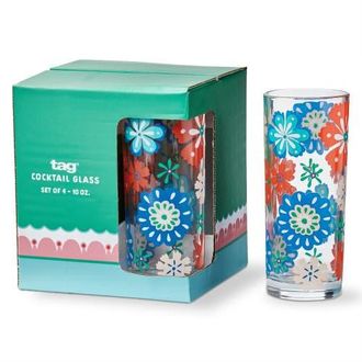 Tag Eclectic Fun Multi Glass Set 4 10oz 2.5x2.5x6in Glass Bar Glasses in Multicolored at Nordstrom