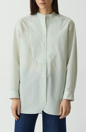Theory Stripe Tunic Shirt in Green Multi at Nordstrom, Size Large