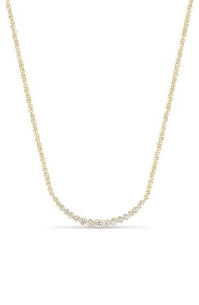 Zo&euml; Chicco 14K Gold Graduated Bezel Diamond Necklace in 14K Yellow Gold at Nordstrom, Size 16