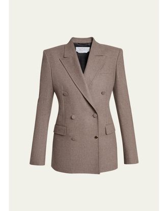 Gabriela Hearst Gavin Wool-Cashmere Flannel Double-Breasted Blazer Jacket