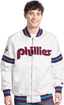 Starter Mens Starter White Philadelphia Phillies Cooperstown Scout Full-Snap Varsity Jacket at Nordstrom, Size Xxx-Large